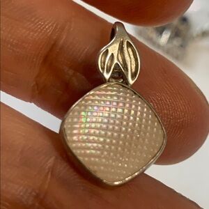 Sterling Silver and Pinkish Mother of Pearl Mermaid Tale Pendant Signed